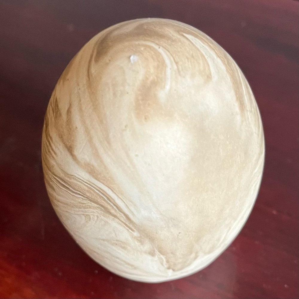 Pottery Egg Decor in Browns Creams Marble Look Approximate 3" x 3.25" Hallmarked